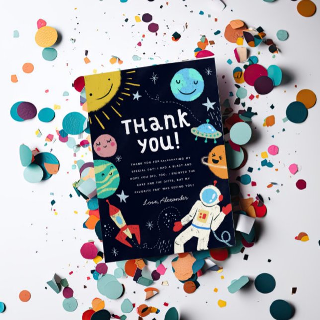 Space Theme Birthday Party Thank You Card (Creator Uploaded)