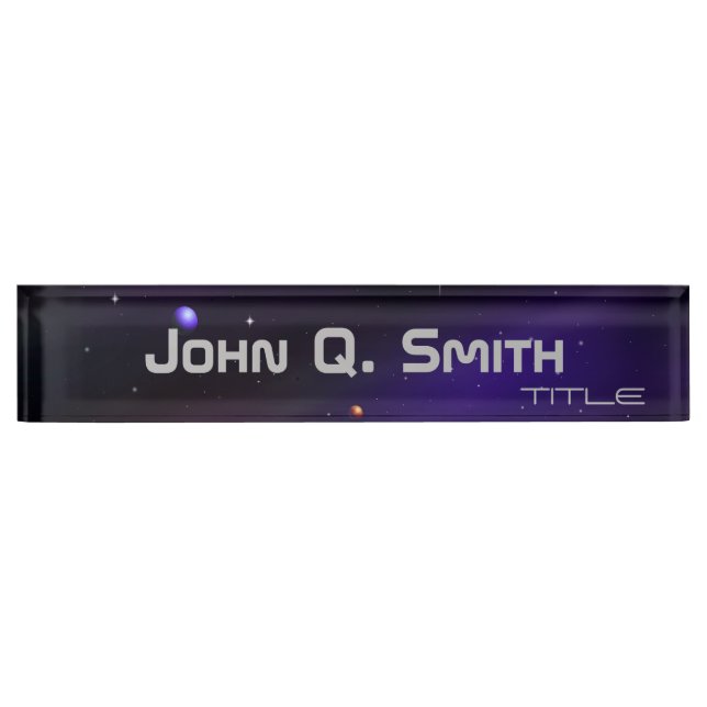 Space Theme Personalised Nameplate (Front)
