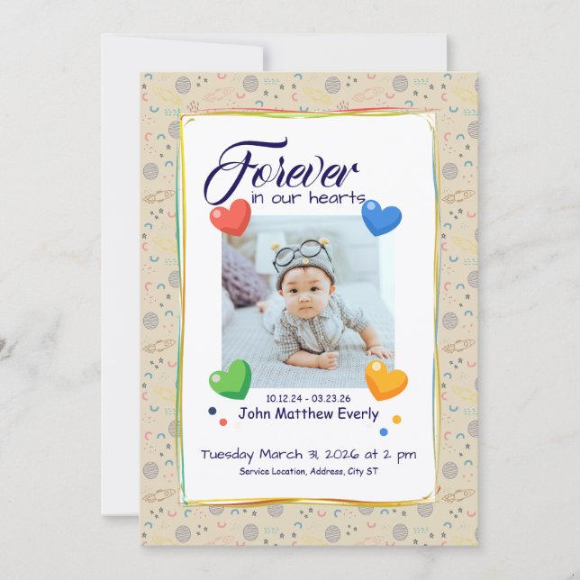 Space‑Themed 1-Photo Memorial Program Invitation (Front)