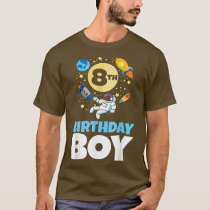 Space Themed Bday  8 Years Old Astronaut  8th Birt T-Shirt