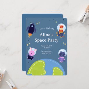 space themed birthday invitation