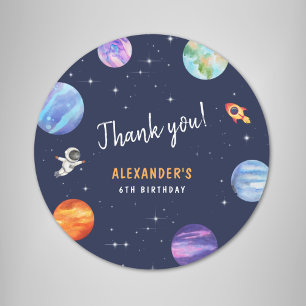 Space Themed Birthday Party Favour Thank you Classic Round Sticker