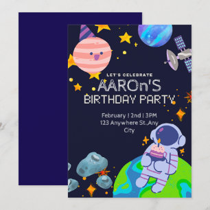 Space-Themed Birthday Party  Invitation