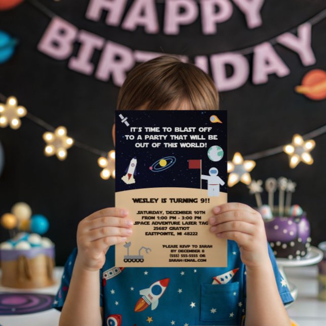 Space themed birthday party Invitation. blast off Invitation (Creator Uploaded)