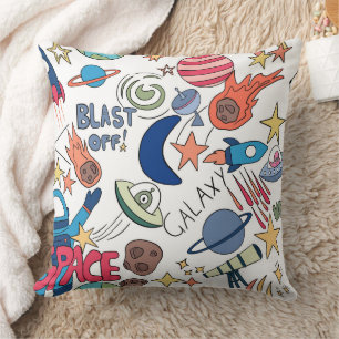 Space Themed Doodle Graphics For Kids  Cushion