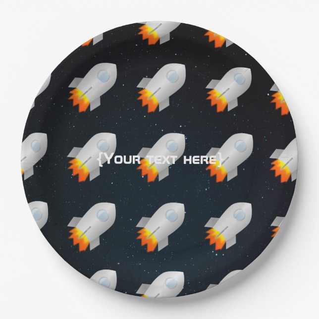 Space themed party personalised paper plate (Front)