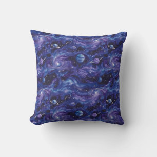 Space-themed pattern with stars and planets cushion