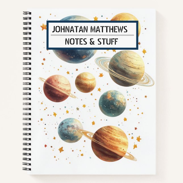 Space themed planets Notebook (Front)