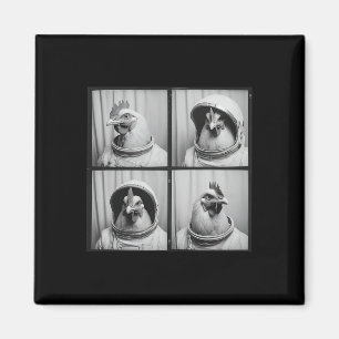 Space Themed Rooster Astronaut Chicken Magnet