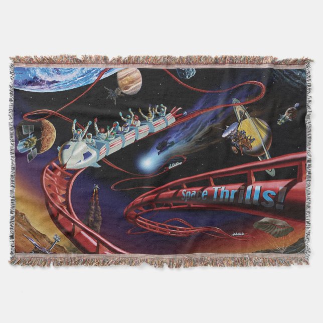 Space Thrills Cosmic Roller Coaster Artist Concept Throw Blanket (Front)