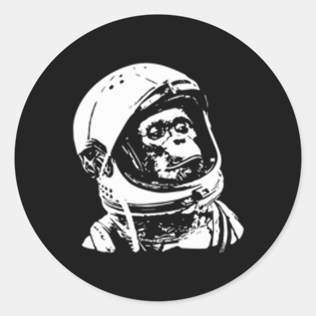 Space Travel Astronaut Monkey Classic Round Sticker (Front)
