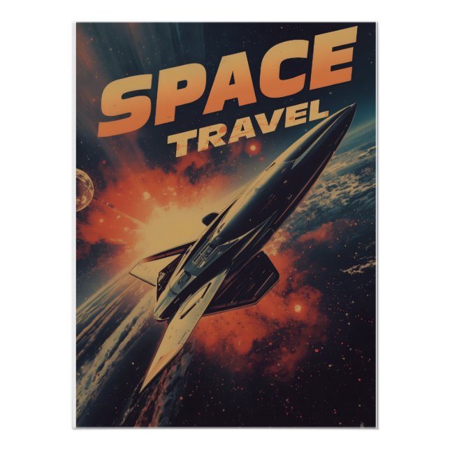 Space Travel Retro Futurism Poster (Front)