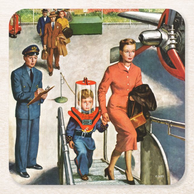 Space Traveller Square Paper Coaster (Front)
