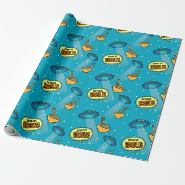 Space Ufo Night Sky  Wrapping Paper (Unrolled)