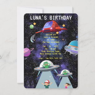 Space Ufo Theme  Invitation