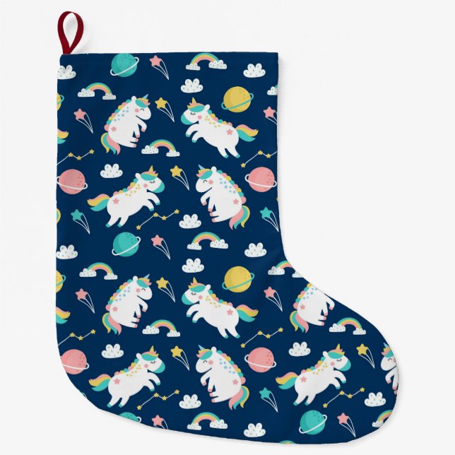 Space Unicorns Large Christmas Stocking (Front)