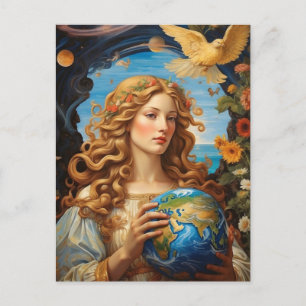 *~*  Space Universe Earth Light AP50 Woman Postcard