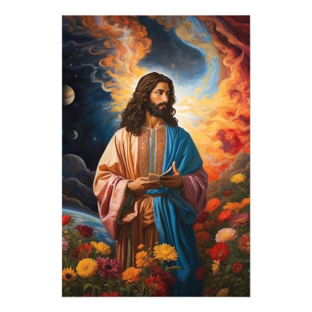 *~*  Space Universe Earth Light Heal AP50 Jesus Photo Print (Front)