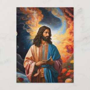 *~*  Space Universe Earth Light Heal AP50 Jesus Postcard