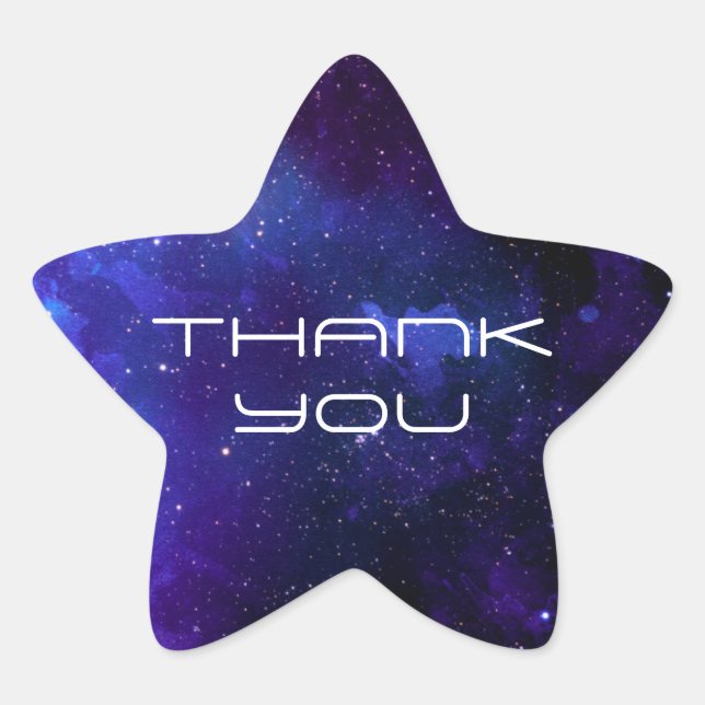 Space Universe kids planetarium birthday Thank you Star Sticker (Front)