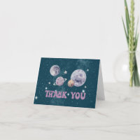 Space Watercolor planets purple and blue birthday