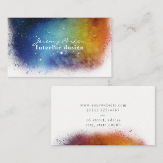 Space Watercolor Splash Business Card