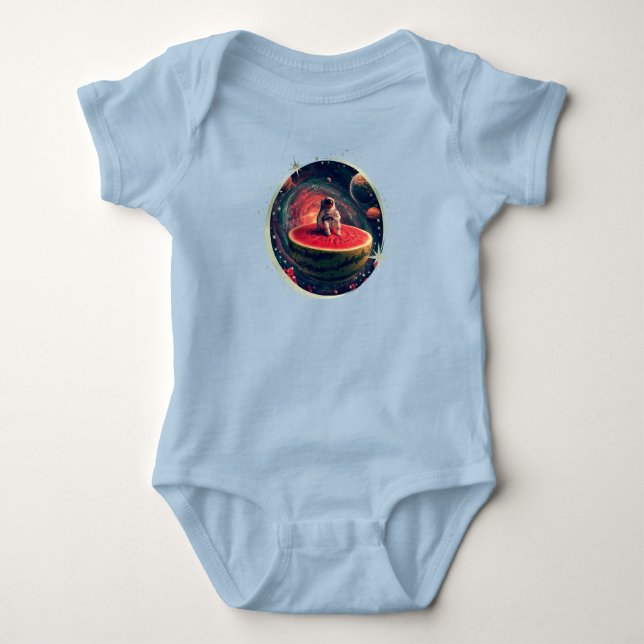 Space Watermelon Astronaut Baby Bodysuit (Front)