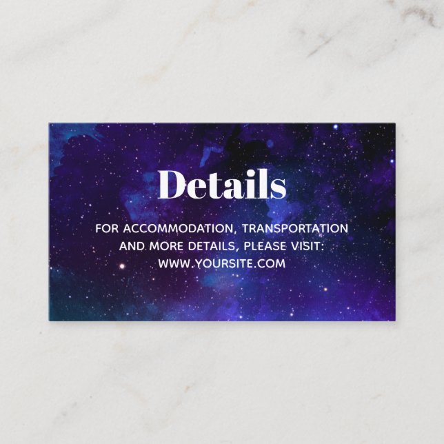 Space wedding. Night stars. Modern navy details Enclosure Card (Front)