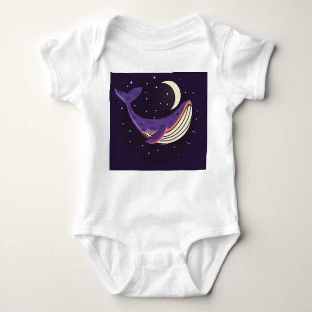 Space whale: colourful illustrated portrait. baby bodysuit (Front)