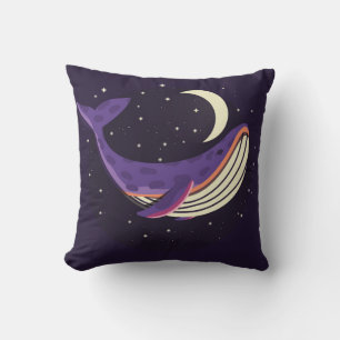 Space whale: colourful illustrated portrait. cushion