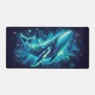 Space Whale, Eye-Catching Neon Animals Desk Mat