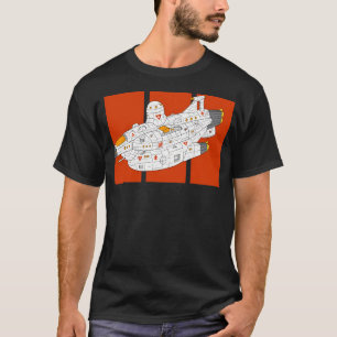 Space Whale One. White And Red Space Ship. T-Shirt