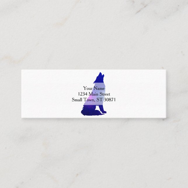 Space Wolf howling - Choose background colour Mini Business Card (Front)