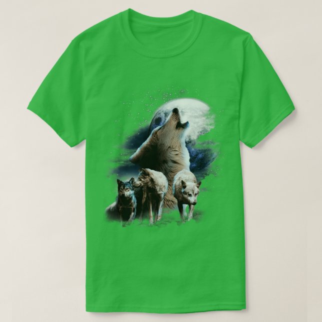 Space Wolves Cosmic Snow Wolf Howling At Moon T-Shirt (Design Front)