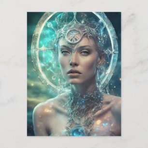 Space Woman Beautiful Scifi Postcard