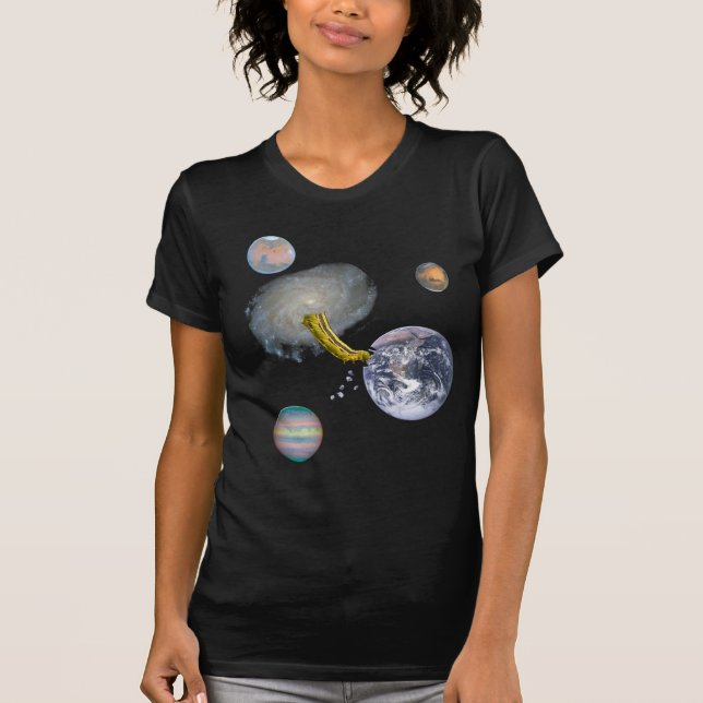 Space Worm Eating Earth T-Shirt (Front)