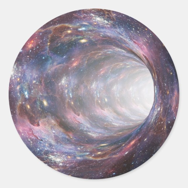 Space Wormhole Nebula Optical Illusion Classic Round Sticker (Front)