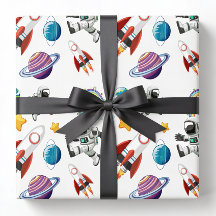 Space Wrapping Paper, Astronaut Gift Wrap