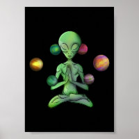 Space Yoga Spiritual Alien Meditating