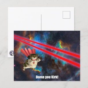 Spacecat Dodging Phasers Postcard
