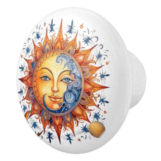 Spacecore Sun Moon Face Ceramic Knob (Right)