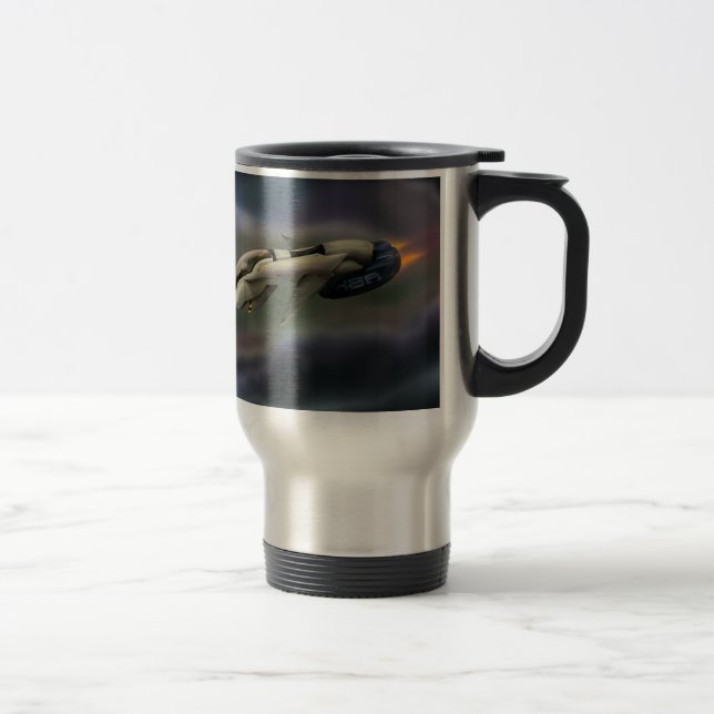 Spacecraft Space cruiser illustration Travel Mug (Right)