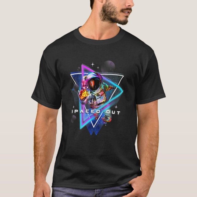 Spaced Out Astronaut Aesthetic Vaporwave Outer Spa T-Shirt (Front)