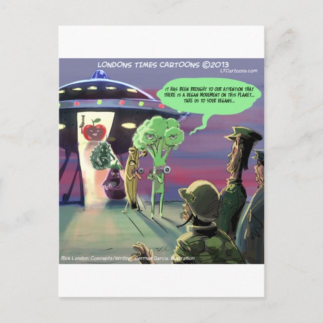 Spaced Out Vegan Funny Postcard (Front)
