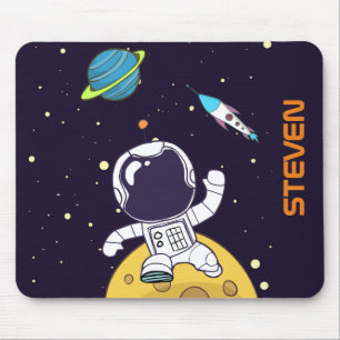 Spaceman Astronaut Floating in Outer Space Mouse Pad