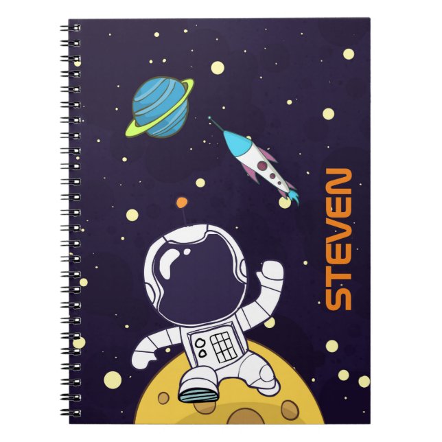 Spaceman Astronaut Floating in Outer Space Notebook (Front)