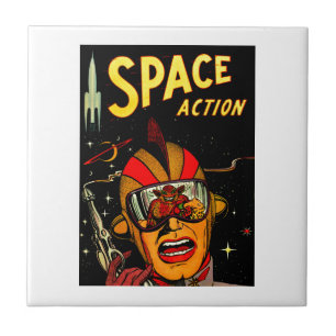 Spaceman Sci-Fi Astronaut Comic Art Tile