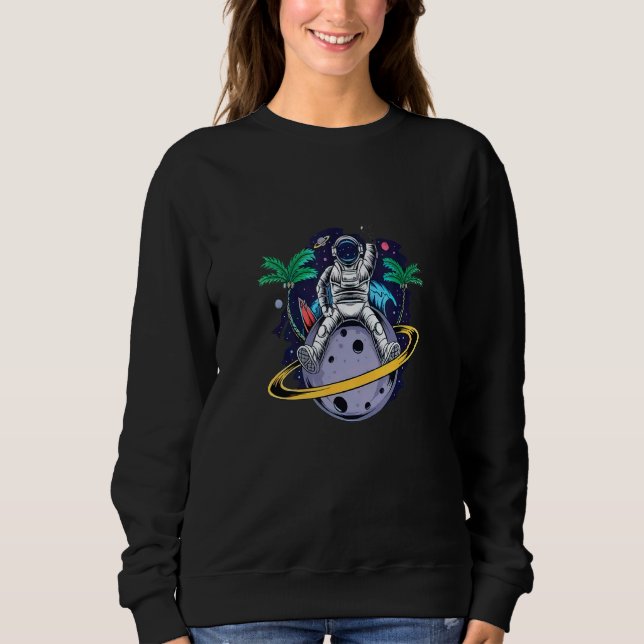 Spaceman Sunset Beach Vacation Astronaut Sweatshirt (Front)