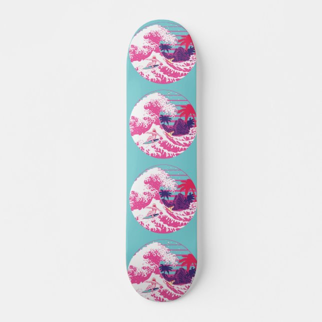 Spaceman surfing The Great pink wave Skateboard (Front)