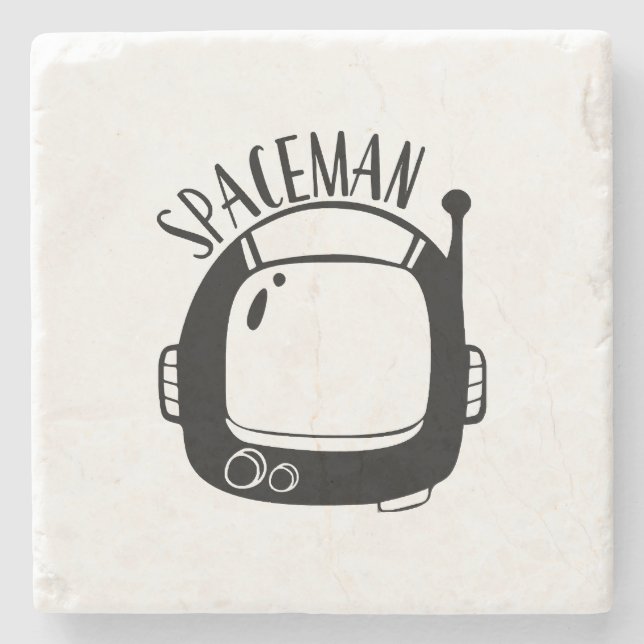Spaceman Vintage Stone Coaster (Front)